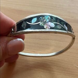 Elegant Silver and Black Floral Bracelet